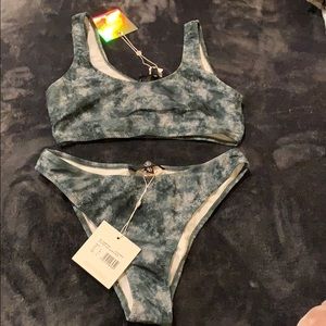 Green tie dye bikini set NWT